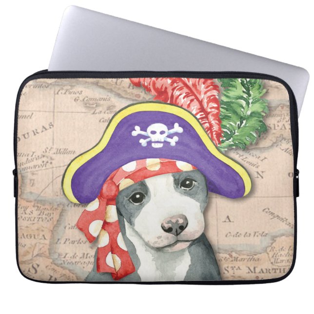 Pit Bull Terrier Pirate Laptop Sleeve (Front)