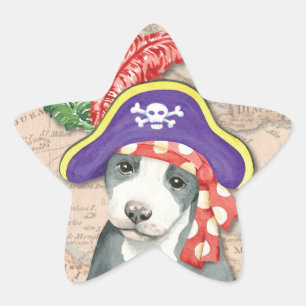 Pit Bull Terrier Pirate Star Sticker