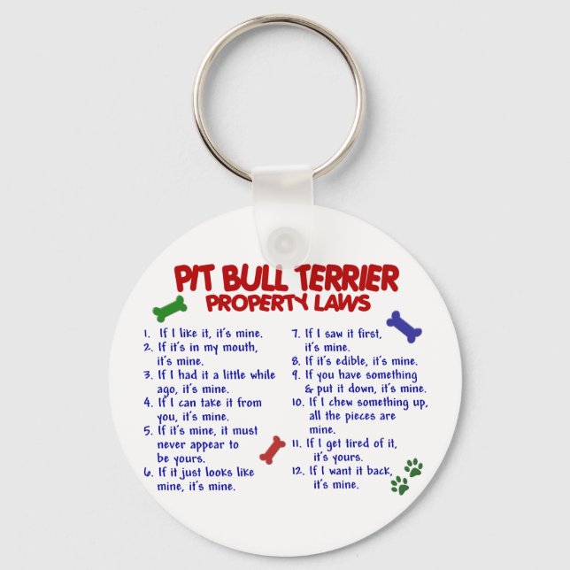 PIT BULL TERRIER Property Laws 2 Key Ring (Front)