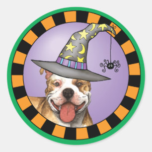 Pit Bull Witch Classic Round Sticker