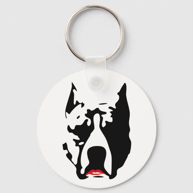 Pit Bull with Lipstick Key Ring (Front)