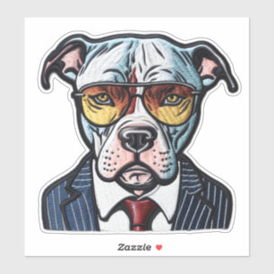 Pit Bull with Suit and Sunglasses Digital Patch