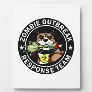 Pit Bull Zombie Outbreak Response Team Logo Plaque
