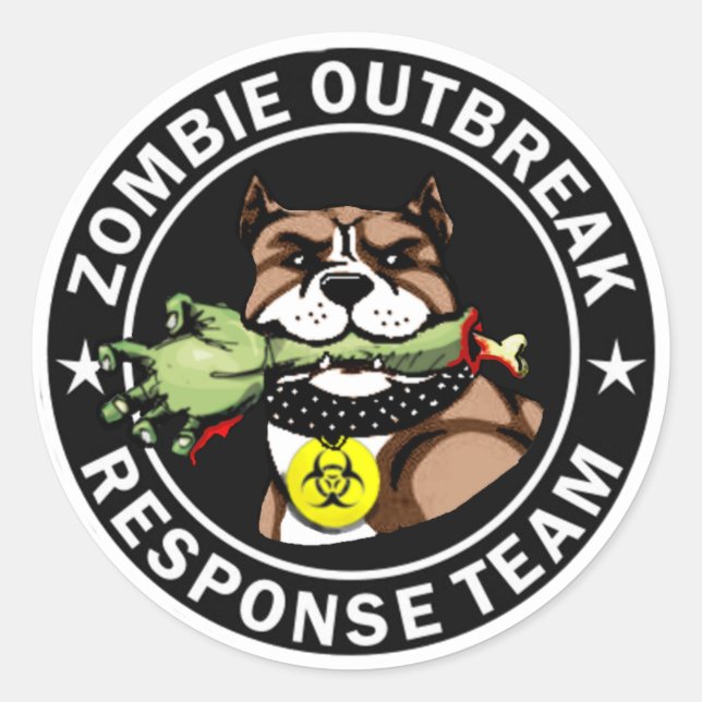 Pit Bull Zombie Outbreak Response Team Sticker (Front)