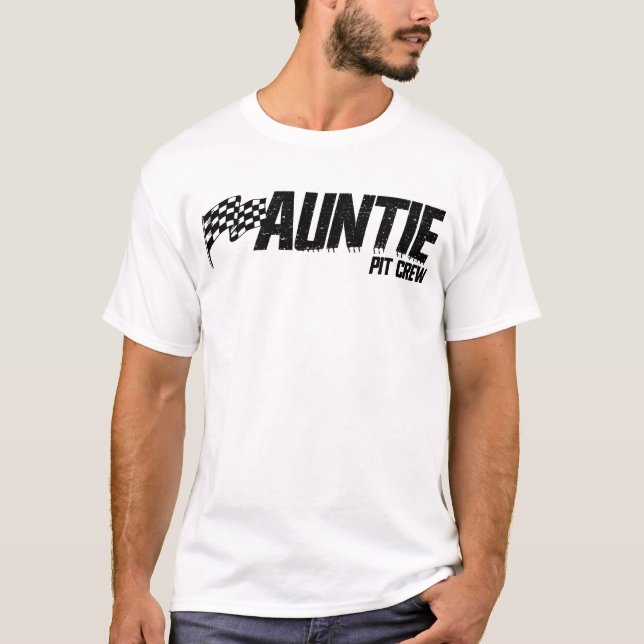 Pit Crew Auntie Race Birthday Family Racing Auntie T-Shirt (Front)