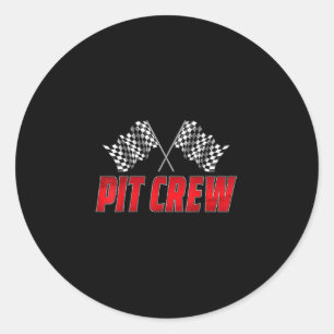 Pit Crew Birthday Family Matching Race Car Racing Classic Round Sticker