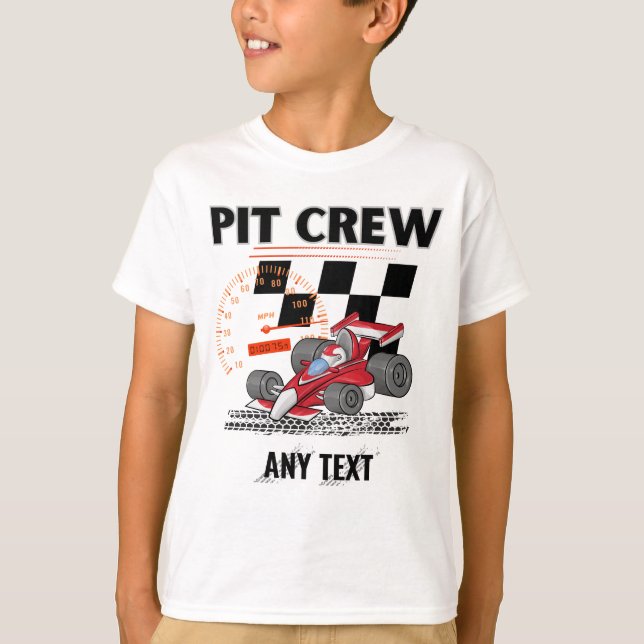 Pit Crew Birthday Party Theme Race Cars Matching T-Shirt (Front)
