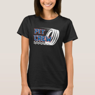 Pit Crew Burning Rubber Race Cars Pit Crew Chequer T-Shirt