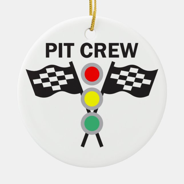 Pit Crew Ceramic Ornament (Front)