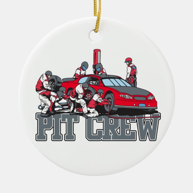 Pit Crew Ceramic Ornament (Front)