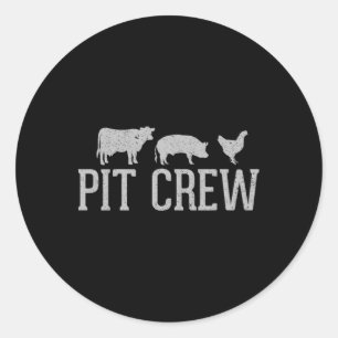 Pit Crew Cow Pig Chicken Byrbecue Cookout Grilling Classic Round Sticker