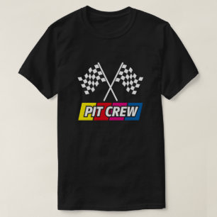 Pit Crew Racing Checkered Flag Bold Colorful Graph T-Shirt