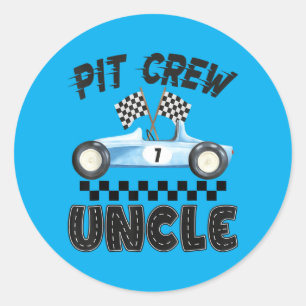 Pit Crew Uncle Race Car Birthday Boy Family Classic Round Sticker