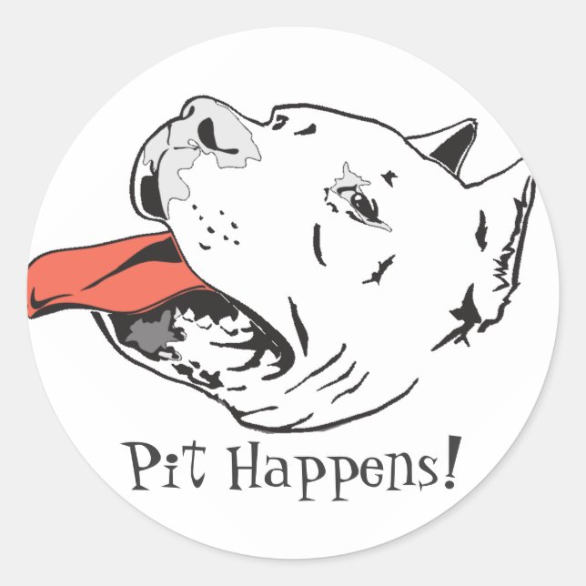 Pit Happens Funny Pit Bull Round Stickers (Front)