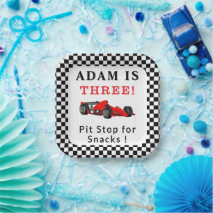 Pit Stop for Snacks – Red Race Car 3rd Party  Paper Plate