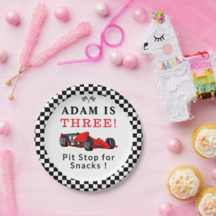 Pit Stop for Snacks – Red Race Car 3rd Party Paper Plate