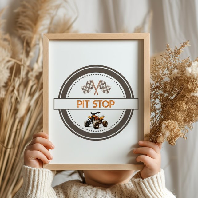 Pit Stop Orange Quad Bike Birthday Sign (Creator Uploaded)