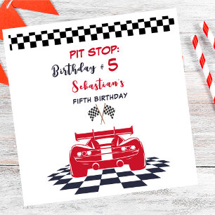 Pit stop race kids birthday napkin