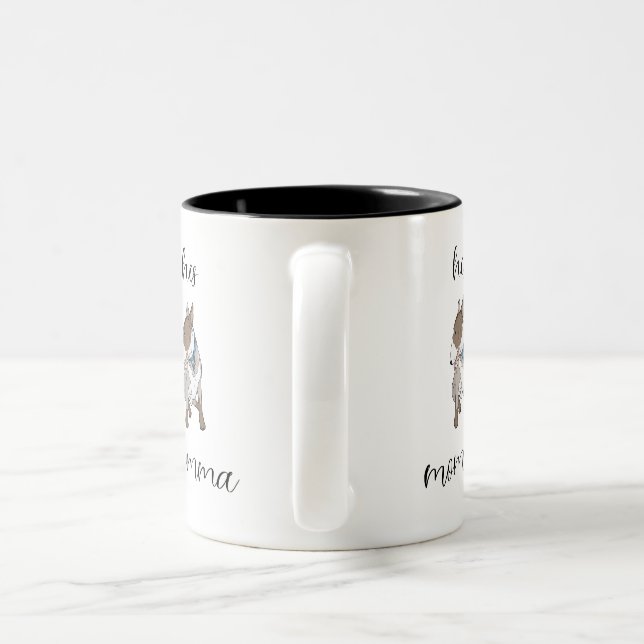 Pitbul His Momma  Two-Tone Coffee Mug (Handle)