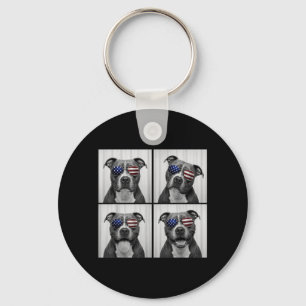 Pitbull 4th Of July Aamerican Flag Pittie Dog Key Ring