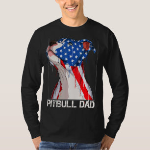 Pitbull 4th Of July Men Pitbull Dad American Fla T-Shirt