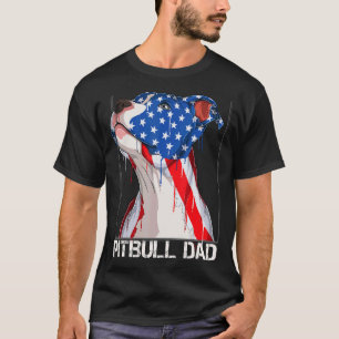 Pitbull 4th Of July Men Pitbull Dad American Fla T-Shirt