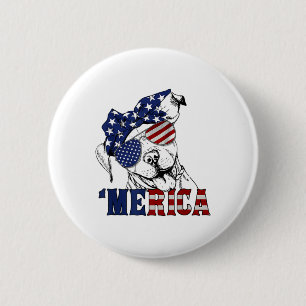 Pitbull 4th Of July Merica American Flag Sungles  6 Cm Round Badge