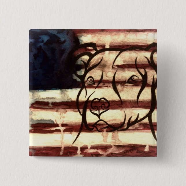 Pitbull American 15 Cm Square Badge (Front)