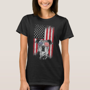 Pitbull American Flag 4th Of July Pitbull Dad Mom  T-Shirt