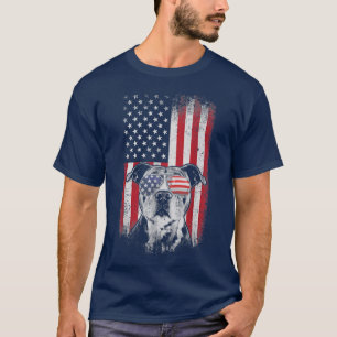 Pitbull American Flag 4th Of July Pitbull Dad Mum  T-Shirt