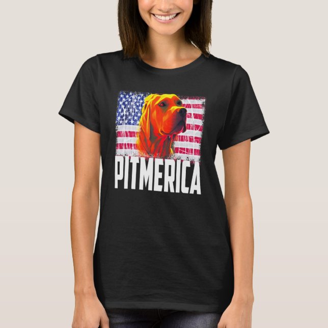 Pitbull American Flag Dog Mom Dad Patriotic  Terri T-Shirt (Front)