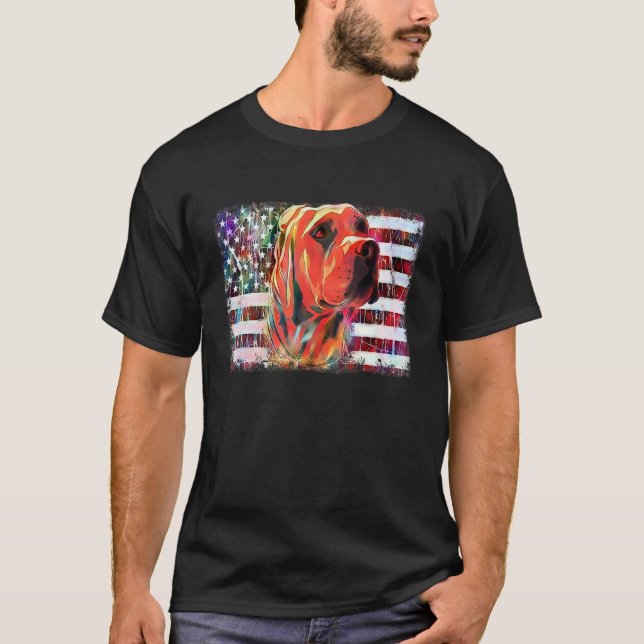 Pitbull American Flag Dog Mom Dad Patriotic  Terri T-Shirt (Front)