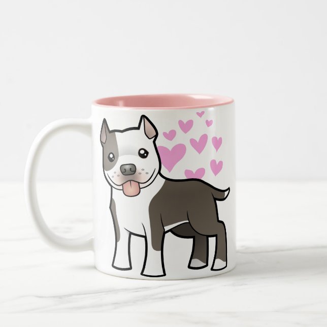 Pitbull / American Staffordshire Terrier Love Two-Tone Coffee Mug (Left)