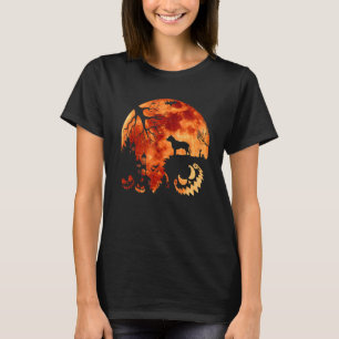 Pitbull And Moon Halloween Costume Pumpkin Dog T-Shirt