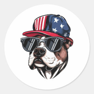 Pitbull art  classic round sticker