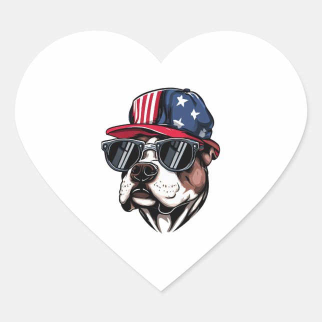 Pitbull art  heart sticker (Front)