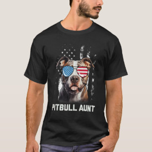 Pitbull Aunt American Flag 4th Of July Pitbull Dog T-Shirt