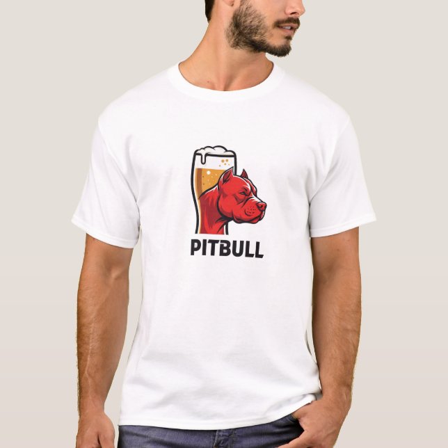 Pitbull & Beer Art Logo T-Shirt (Front)