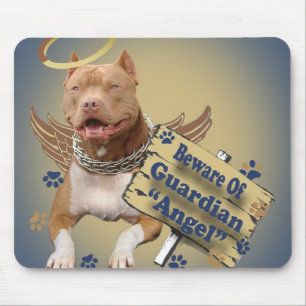 Pitbull Beware Of Guardian Angel Gifts Mouse Pad