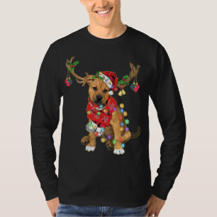 Pitbull boxer mix Gorgeous Reindeer Christmas Ligh T-Shirt