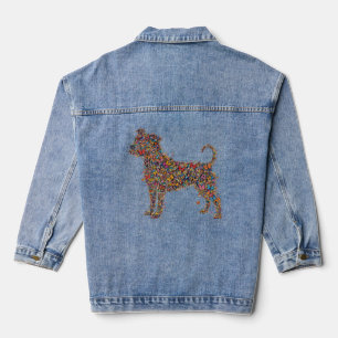 Pitbull Butterfly Silhouette Art   Bully Dog Lover Denim Jacket