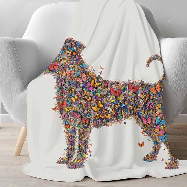 Pitbull Butterfly Silhouette Bully Dog Lover Bone Fleece Blanket (Creator Uploaded)