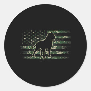 Pitbull Camouflage American Flag USA Dog Lover Classic Round Sticker