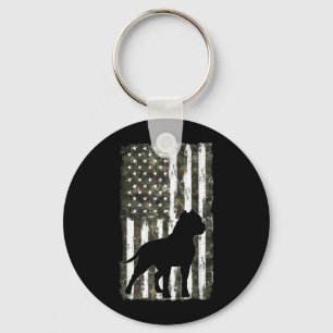 Pitbull Camouflage American Flag USA Dog Lover Key Ring