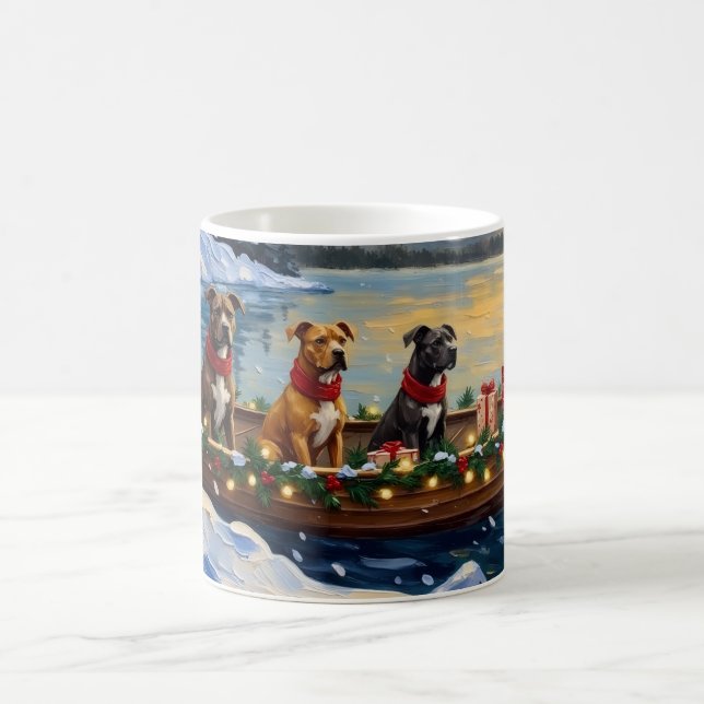 Pitbull Christmas Boat Holiday Coffee Mug (Center)