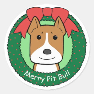 Pitbull Christmas Classic Round Sticker