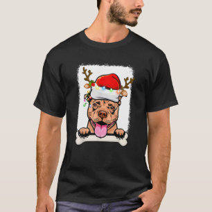 Pitbull Christmas Decorations Pajama Santa Hat Tre T-Shirt