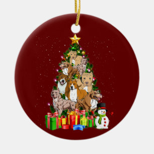 pitbull Christmas Gifts Cute Dog Lovers Ceramic Ornament