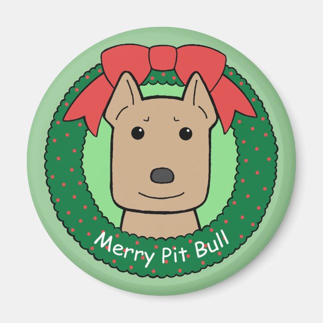 Pitbull Christmas Magnet (Front)