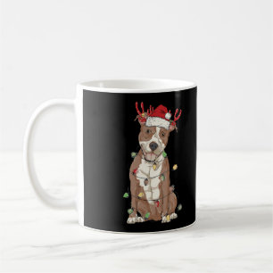 Pitbull Christmas Santa Hat Xmas Light Gift Pit Bu Coffee Mug